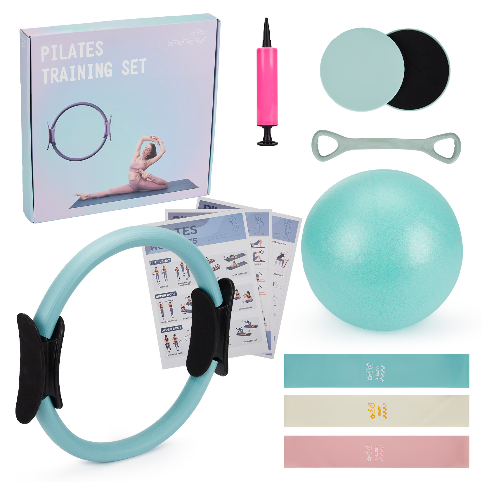 Pilates Yoga Resistance Ring - Набор для пилатеса, 6-в-1: кольцо для