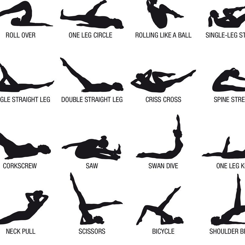 Безрамный плакат-схема для пил – обзор и цена Pilates Yoga Gym